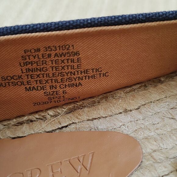 J. Crew Navy Blue Canvas Slip On Espadrilles Flats with Pink Cap Toe Size 6 - Picture 6 of 10